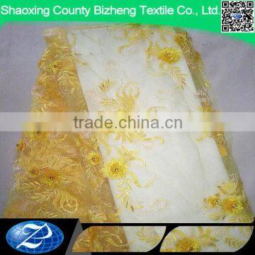 yellow african tulle nigerian french net lace fabric for garment