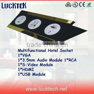 Multifunctional Hotel Power Socket with USB,audio HDMI modules.