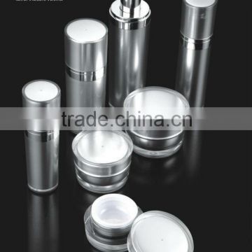 Plastic Cosmetic Packaging, Taper-shaped Acrylic Cream Jar and Lotion Pump Bottle