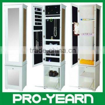 Big Wooden Furniture Rotating Mirrored Jewelry Cabinet and Shoe Cabinet Combine-Unit with Turnplate and Two Sides Available