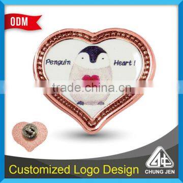 Custom Design Heart Shape Metal Pin Badges With Printed photo-3