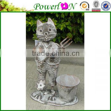 Cheap Novelty Wrough Iron Standing Cat Plant Pot For Patio Garden Backyard I29M TS05 G00 X00 PL08-6128