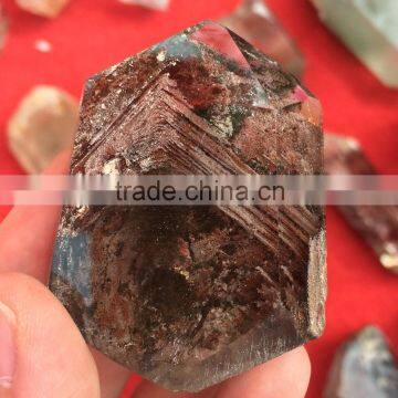 Natural Green Phantom Stone Crystal Pillars Point