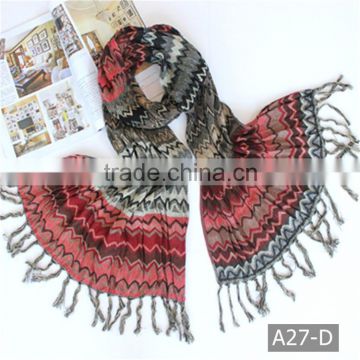 A27-D Long Medium Acrylic lady 100% jacquard woven scarf shawl