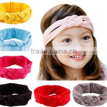 20cm 2016 new children and female baby hair braided cross hair band cotton elastic headband hand knot of peace