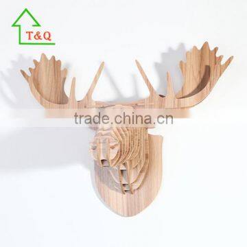 Wooden Moose Trophy Animal Head 3D Wall Art Decoration- Home Decor Wall Hanging