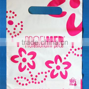 Chinese cheap supermarket die cut handle plastic shopping bags for packing