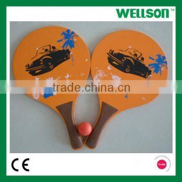 OEM logo printed wooden beach rackets