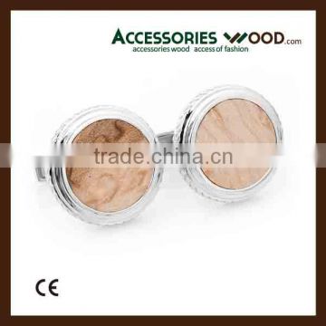 100% nature wood Wooden Cufflinks with stainless steel for promotion