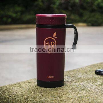 420ml Portable Insuated Glass Tea Coffee Mug With Strainer