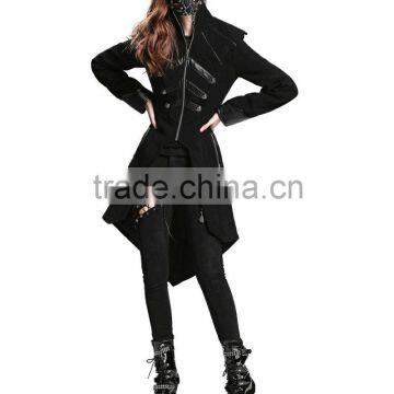 Devil Fashion Women Tailcoat Jacket Black Gothic Punk Steampunk Military Tailcoat