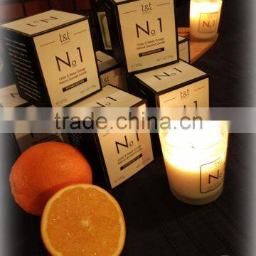 Cedar & Sweet Orange Organic Scented Pure Soy Wax Candle in glass jar