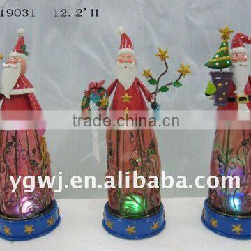 Handpainted Metal Christmas Santa Claus Decoration With LED light