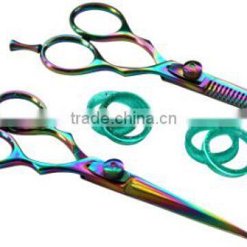 New Titanium Hairdressing Barber Salon Scissors, Thinning Scissors Set 5.5".