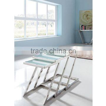 Modern tempered glass l end table set