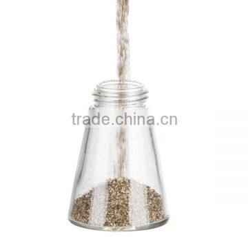 SINOGLASS 2 Jars 95ml Snow Mountain Shape Top Glass Salt and Pepper Spice Jar Rack Set photo-3