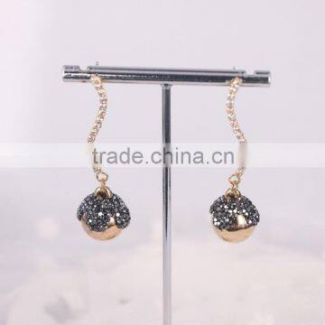 Setting Crystal Curved Bar Earrings Studs Fashion Gold Ball Earring Designs