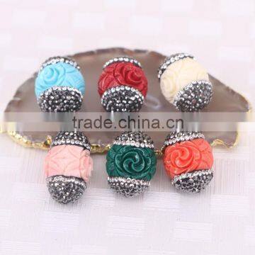 Charm Flower Shape Shell Beads, Rhinestone Druzy Jewelry Shell Druzy Beads