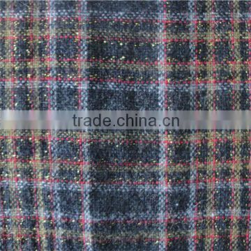 plaid/ Gold thread/ wool and viscose fibers