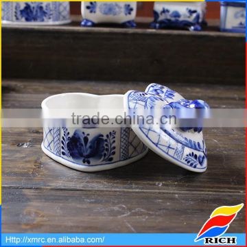 Best selling ceramic blue and white jewelry storage box