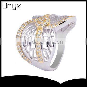 pure silver irregular vein x letter ring with gold plated for women