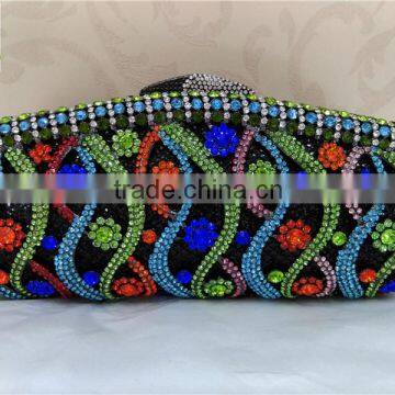 NICE flower multi-color Hot women fashion clutch colorful crystal stone evening bag FH28-3