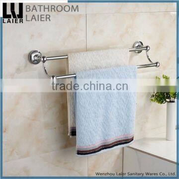 Sleek Fancy Decorative Zinc Alloy Chrome Finishing Bathroom Sanitary Items Double Towel Bar