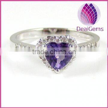 Wholesale Sterling Silver Ring with Faceted Heart Amethyst Gemstone