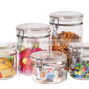 5-Piece Acrylic Canister Set with Airtight Clamp Lids-Food Storage Container(AF-A-032)