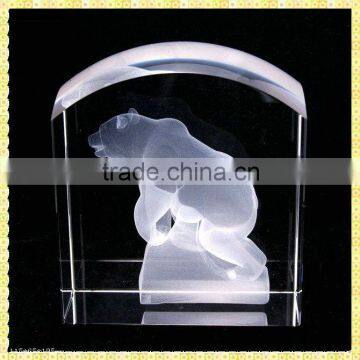 Personalized Clear 3D Laser Engraved Crystal Animal For New Year Gifts Items