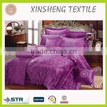 Rich Embroidery Purple color bedding set Nantong Hometextile made in china