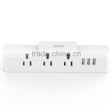 mini travel power strip adapterl smart socket 3 outlet 3 USB PORT with stand for phone and ipad