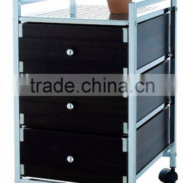 3 MDF drawer storage organizer rolling trolley cart Chrome