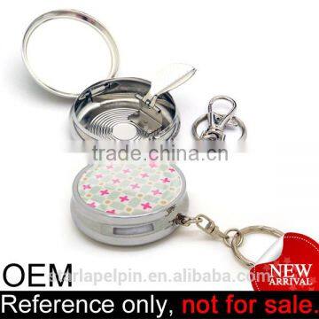 blank cheap custom iron metal pocket portable ashtray keychain