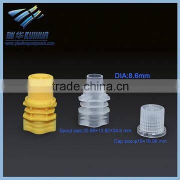 Accept custom high temperature plastic cap for stand up pouch