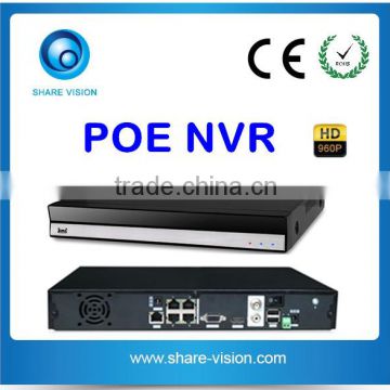 CCTV H.264 HD 960P 4 channel POE NVR network video recorder 4ch NVR POE System