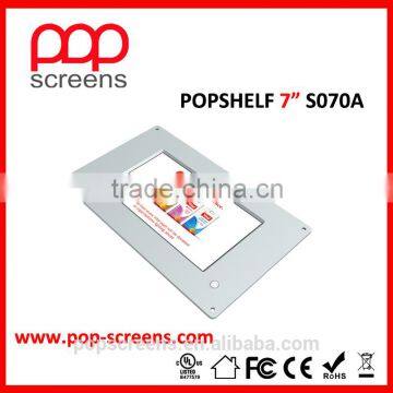 7" Touch Screen LCD advertising shelf player with bar code reader