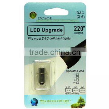 LED BULB UPGRADE Flashlight Lamp 3.0V for 2-C 2-D 2-AA Cell