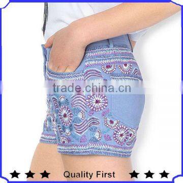 new fashion design with embroidery ladies cotton shorts,shorts design for women ,women shorts pictures ,shorts design for women