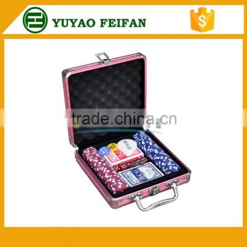 100pcs pink aluminum case five dices included customized poker chip set