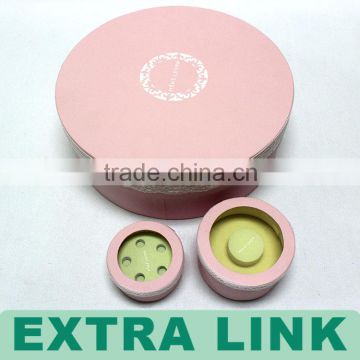 Luxury pink color kawayi cute round perfume display package with velvet insert