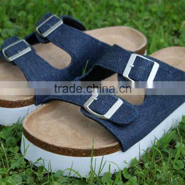 Summer Leather Buckle Cork Outsole Wear-resisting Ladies Fancy Sandal photo-2