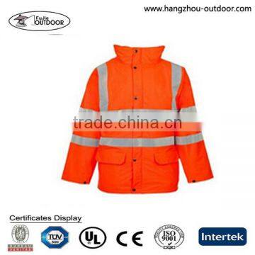 2015 Mens Orange High Visibility TC Safety Jacket Manufacturer