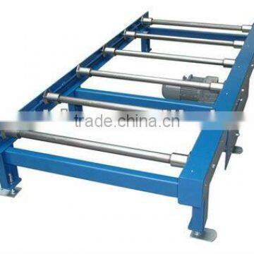 Roller conveyor with belt drive from roller to roller