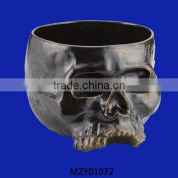 2013 scary black ceramic skull shaped ceramic halloween bowl