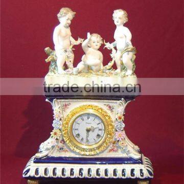 Pottery Home Decoration Art, Living Room Ceramic Desk Clock, Elegant Flower Ceramic Box Embedded Desk Clock photo-2