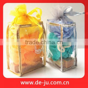 Glove Brush Sponge Flowers PVC Bag Bath Set