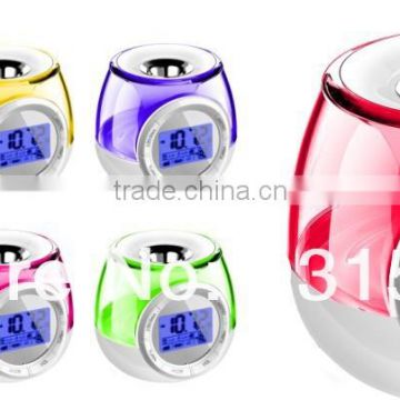 7 Color Changing Digital LCD Alarm Clock with Aroma Heater & FM Radio