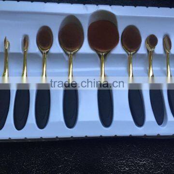 Factory 10pcs Beauty Toothbrush Shaped Foundation Power Makeup Brush Set With Synthetic Hair photo-2