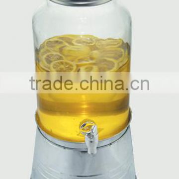 5L clear cylinder glass juice water beer dispenser with faucet and keg